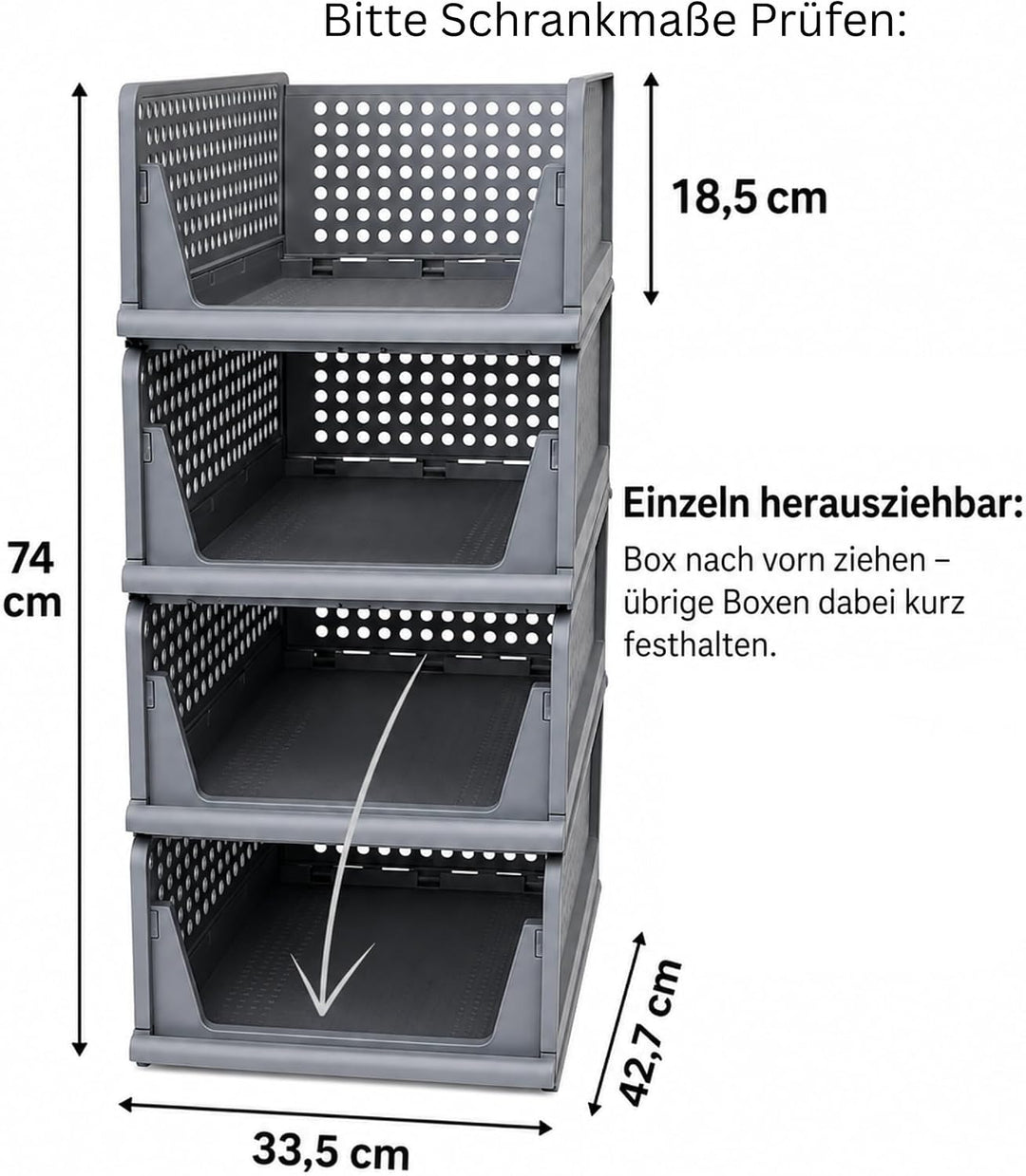 Kleiderschrank Organizer 4er Set – faltbare, stapelbare Aufbewahrungsboxen aus PP Kunststoff für Kle