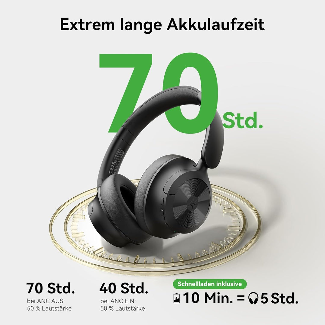 OneOdio Focus A1 Pro On Ear Kopfhörer Bluetooth, Hybrid Aktive Noise Cancelling, 70 Stunden Akku mit