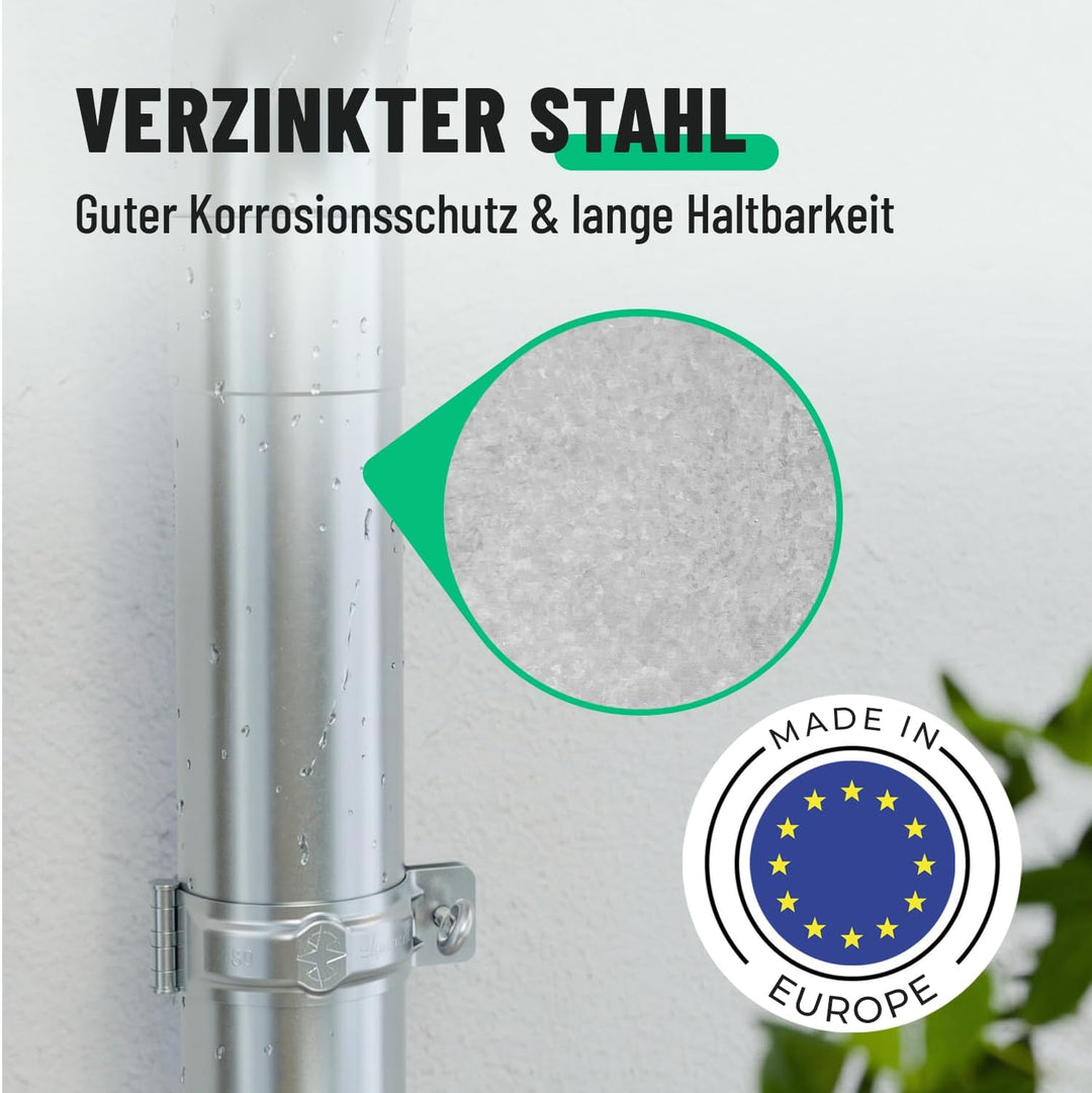 greate Einhangstutzen verzinkt für Dachrinne 280/80 - Made in Germany - Rinnenstutzen für halbrunde