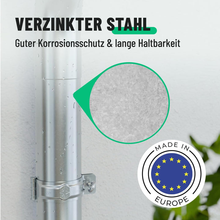 greate Einhangstutzen verzinkt für Dachrinne 280/80 - Made in Germany - Rinnenstutzen für halbrunde