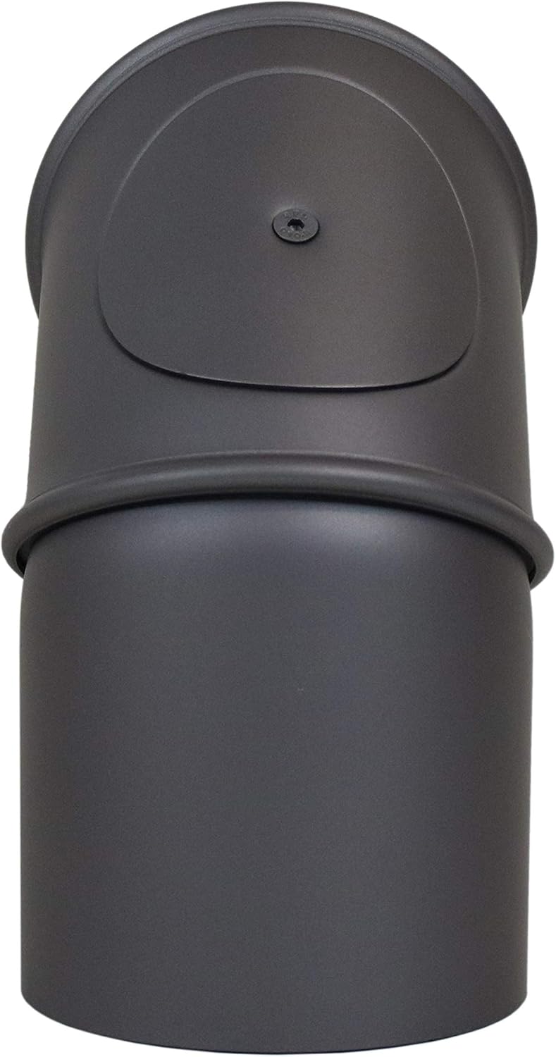 LANZZAS Ofenrohr Bogen 0-90° Grad verstellbar mit Tür, im Durchmesser, DN Ø 150 mm, Farbe: gussgrau