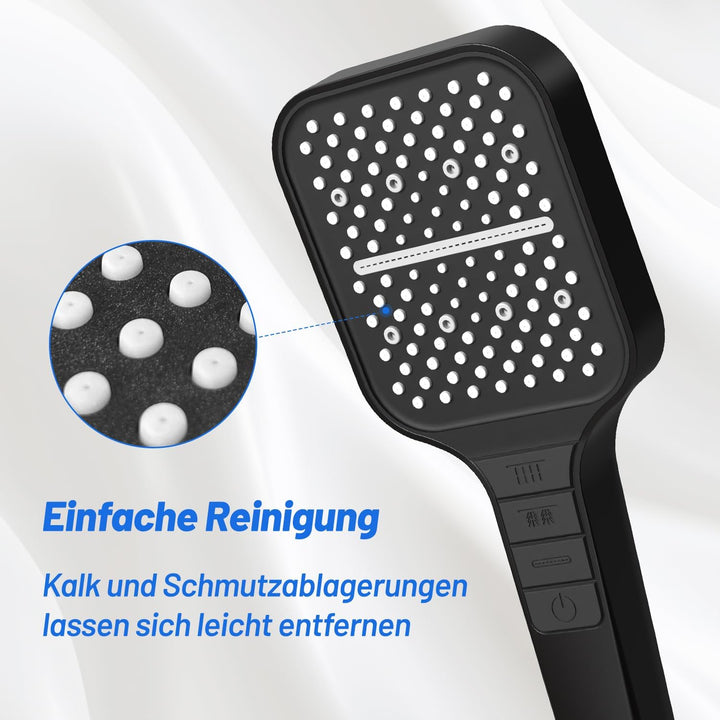 VEHHE Duschkopf, 7 Strahlarten Duschkopf Regendusche mit Stopptaste, Duschkopf Wassersparend, Einhan