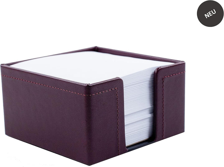 DELMON VARONE - Zettelkasten aus veganem Kunstleder Weinrot - Zettelbox inkl. 500 Blatt Papier - Not