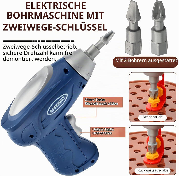 xinrongda Steckspiel Spielzeug ab 3 Jahre mit Bohrmaschine Pädagogisch Kreativ Spielzeug mit Drillen