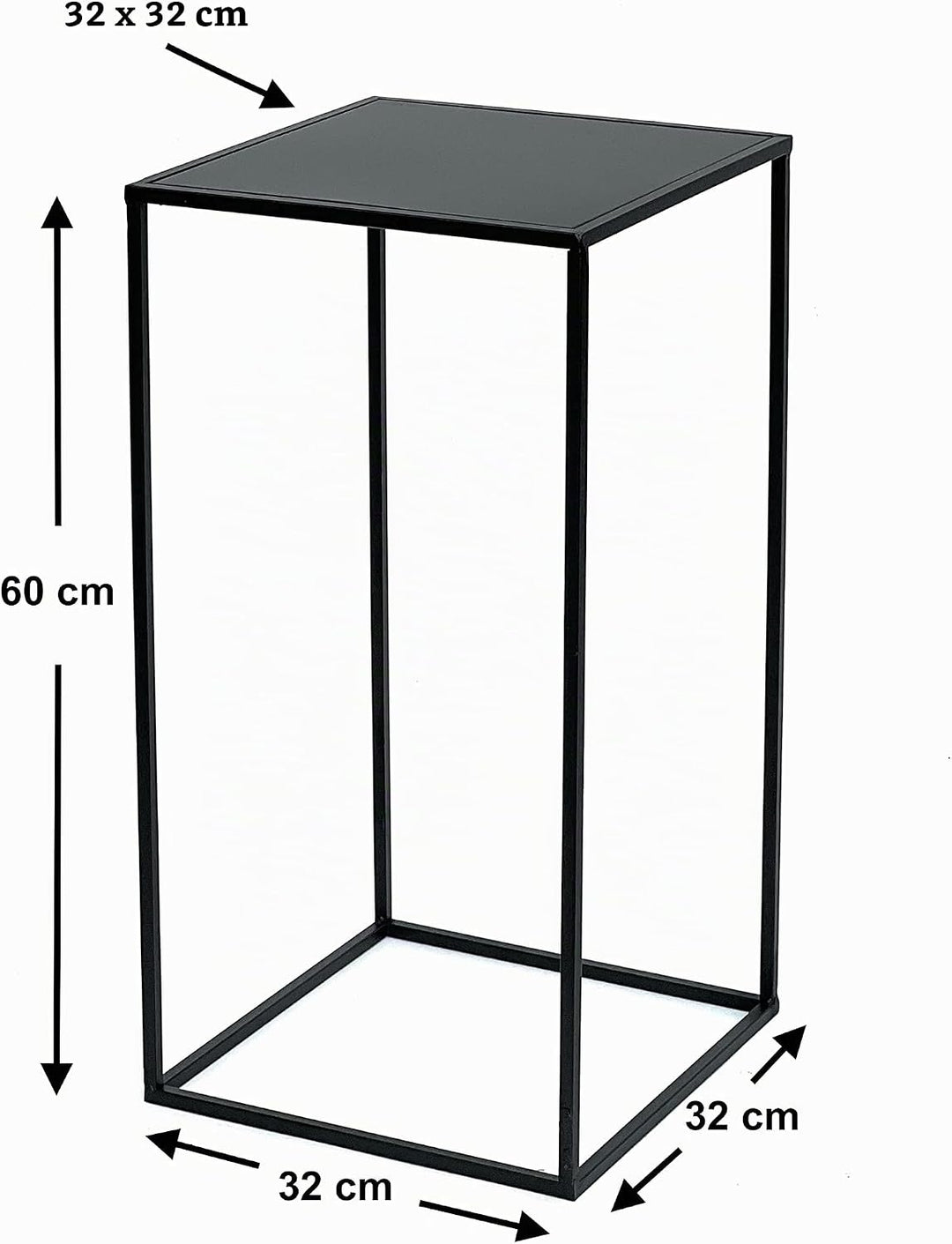 DanDiBo Blumenhocker Metall Schwarz Eckig 60-50 cm Blumenständer Beistelltisch 96312 Blumensäule Mod