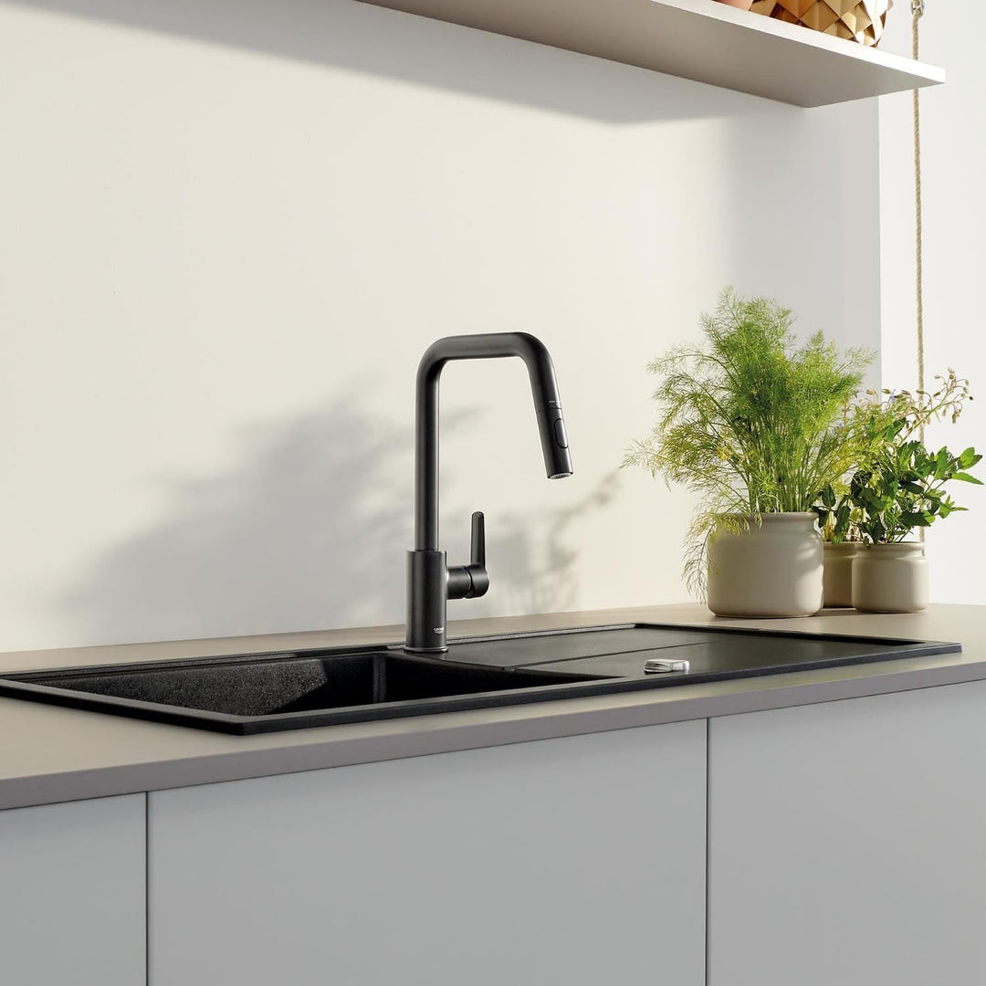 GROHE Start - Einhand- Spültischarmatur (hoher Auslauf, Schwenkbereich 360°, herausziehbare Dual Spü