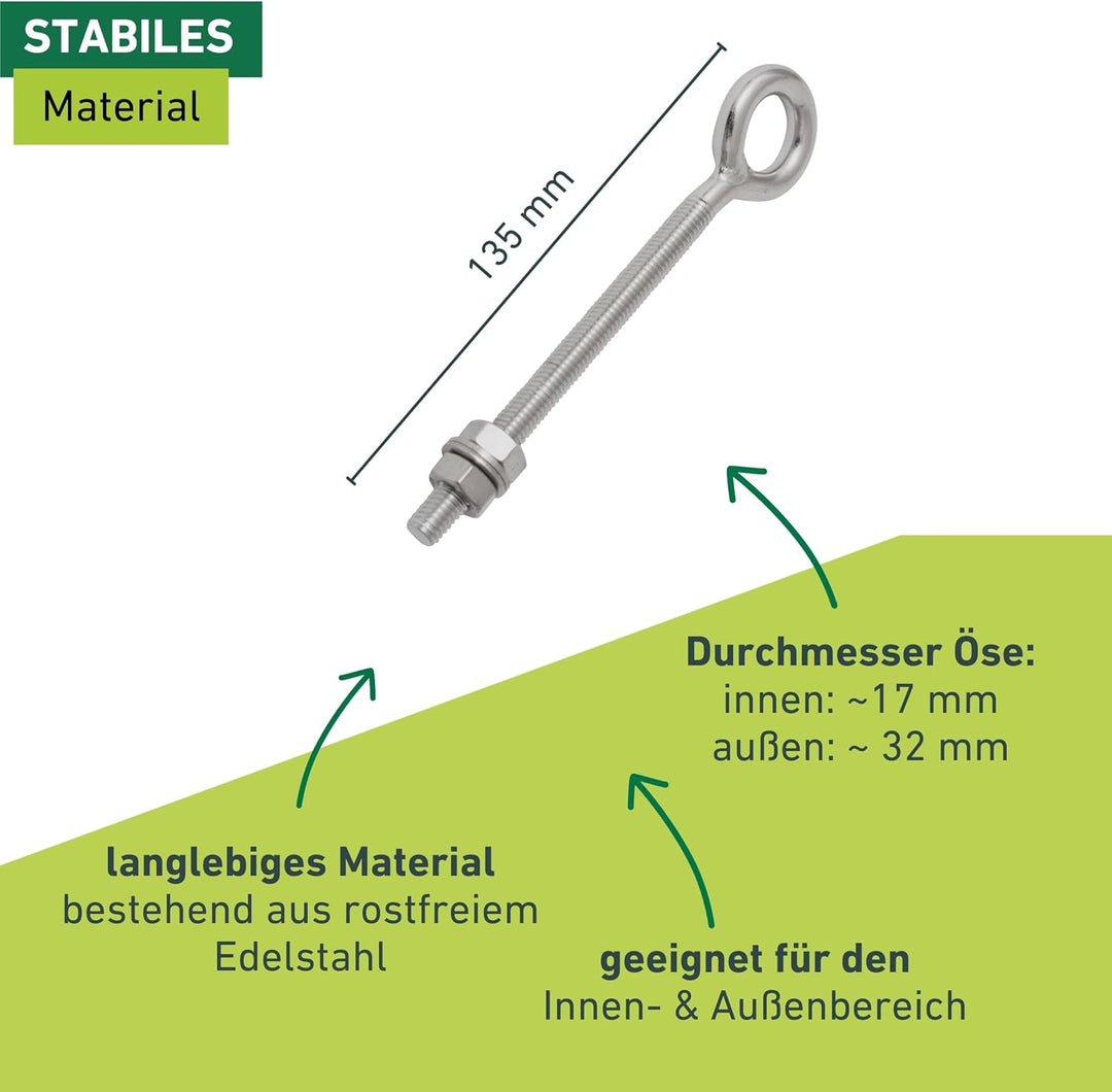 Windhager Ösenschraube zur Befestigung von Sonnensegeln, Augenschraube, Ringschraube, Augbolzen, Sch