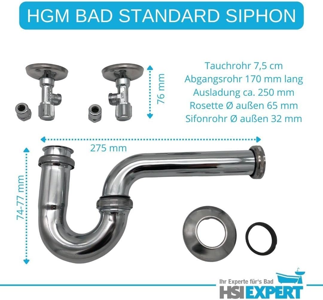 Geberit Waschtisch Waschbecken 65 cm Armatur Siphon Eckventil Komplettset