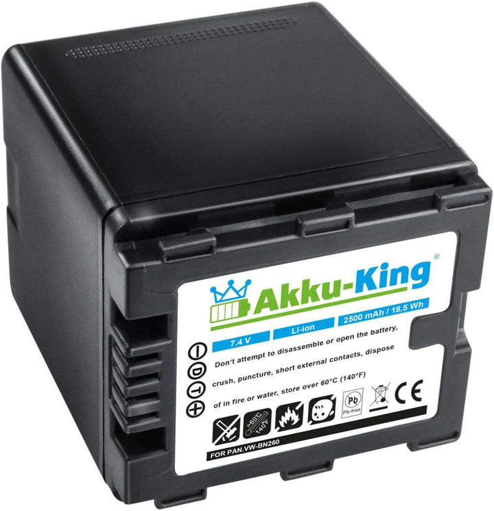 Akku-King Akku kompatibel mit Panasonic VW-VBN260 - Li-Ion 2500mAh - für HDC-SD800, HDC-SD900, HDC-S