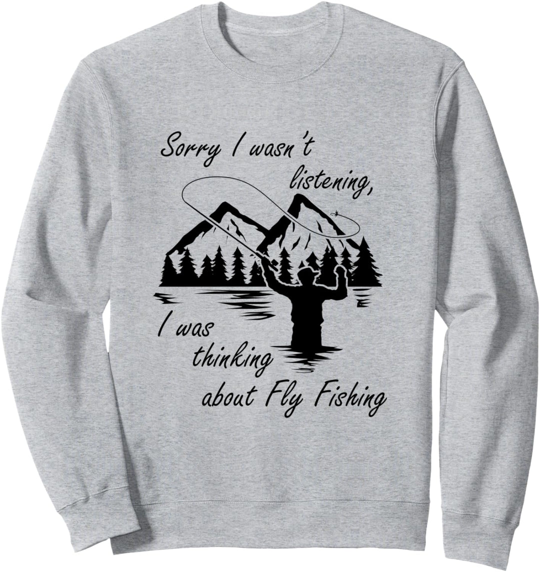 Nachdenken über Fliegenfischen Angler Fischer Natur Sweatshirt
