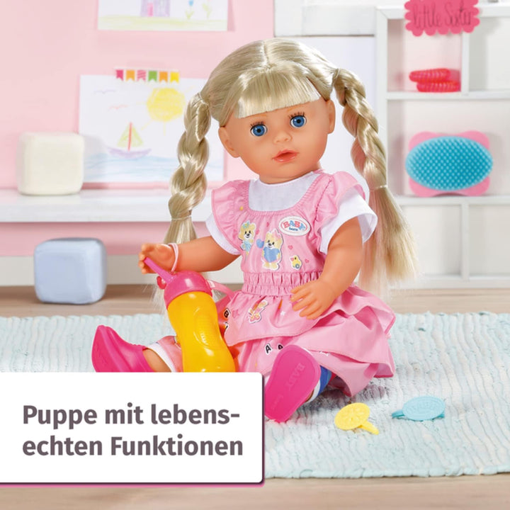 Zapf Creation 828533 BABY born Kindergarten Little Sister 36 cm grosse Puppe mit 7 lebensechten Funk