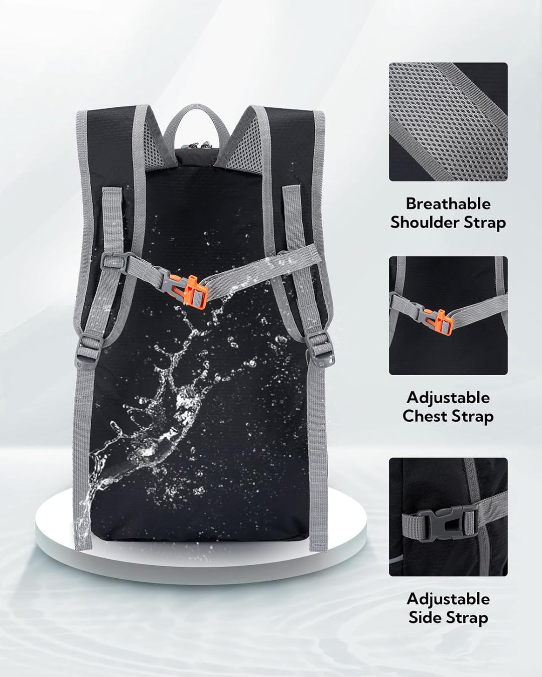 WATERFLY Faltbarer Rucksack Ultraleicht Wanderrucksack: 25L Leichter Tagesrucksack Sportlich Packabl