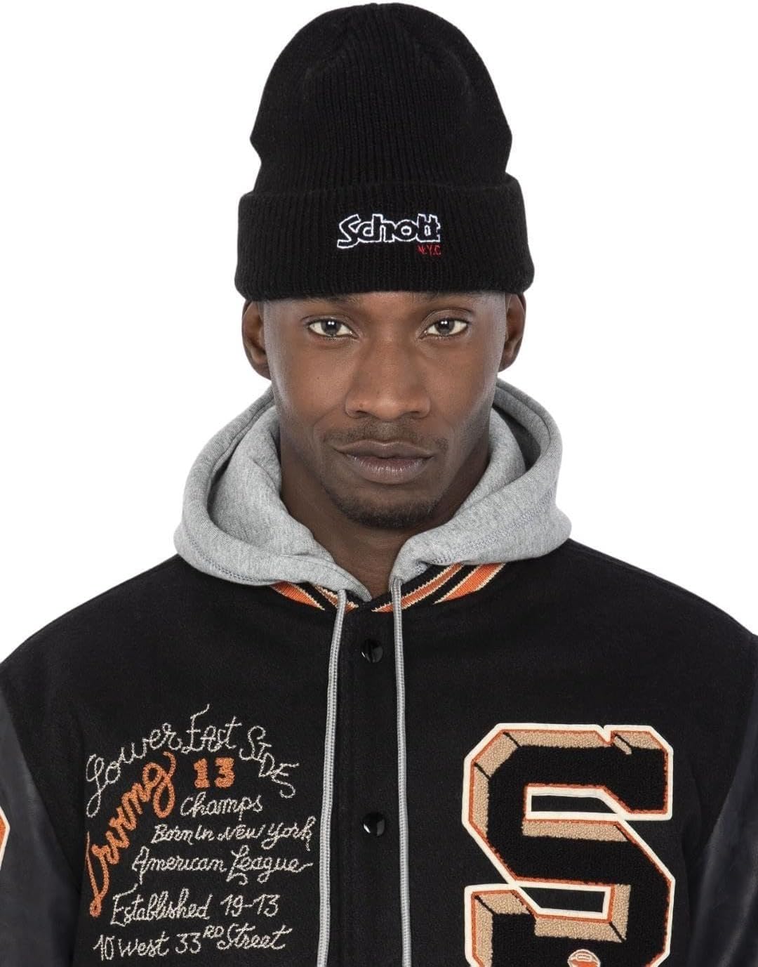 Schott NYC Herren Lcteddybd Jacke L Schwarz / Schwarz, L Schwarz / Schwarz