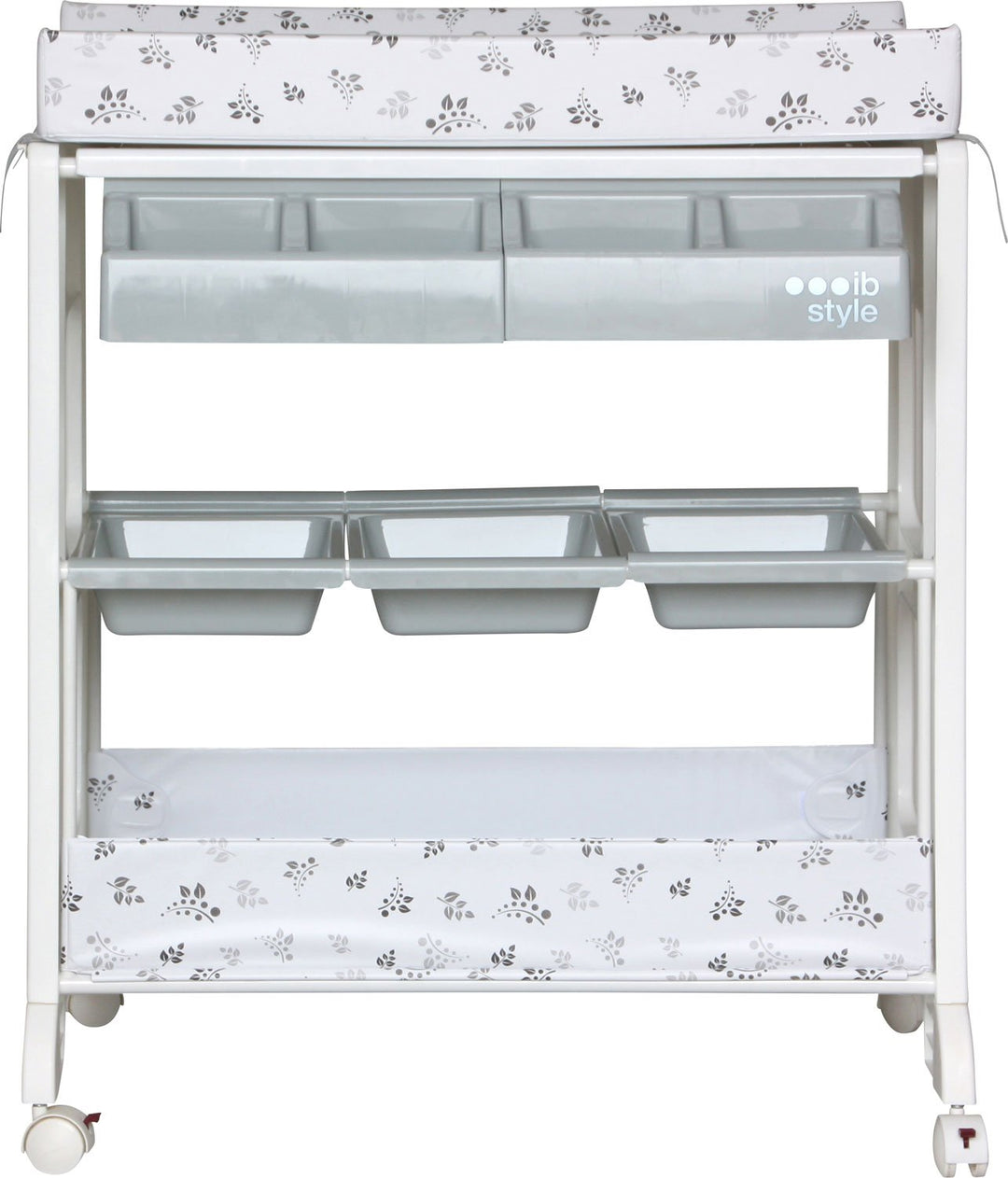 ib style ISA 2-in-1 Wickeltisch mit Badewanne, mobile Wickelkombination, Rollbar, grosse Aufbewahrun