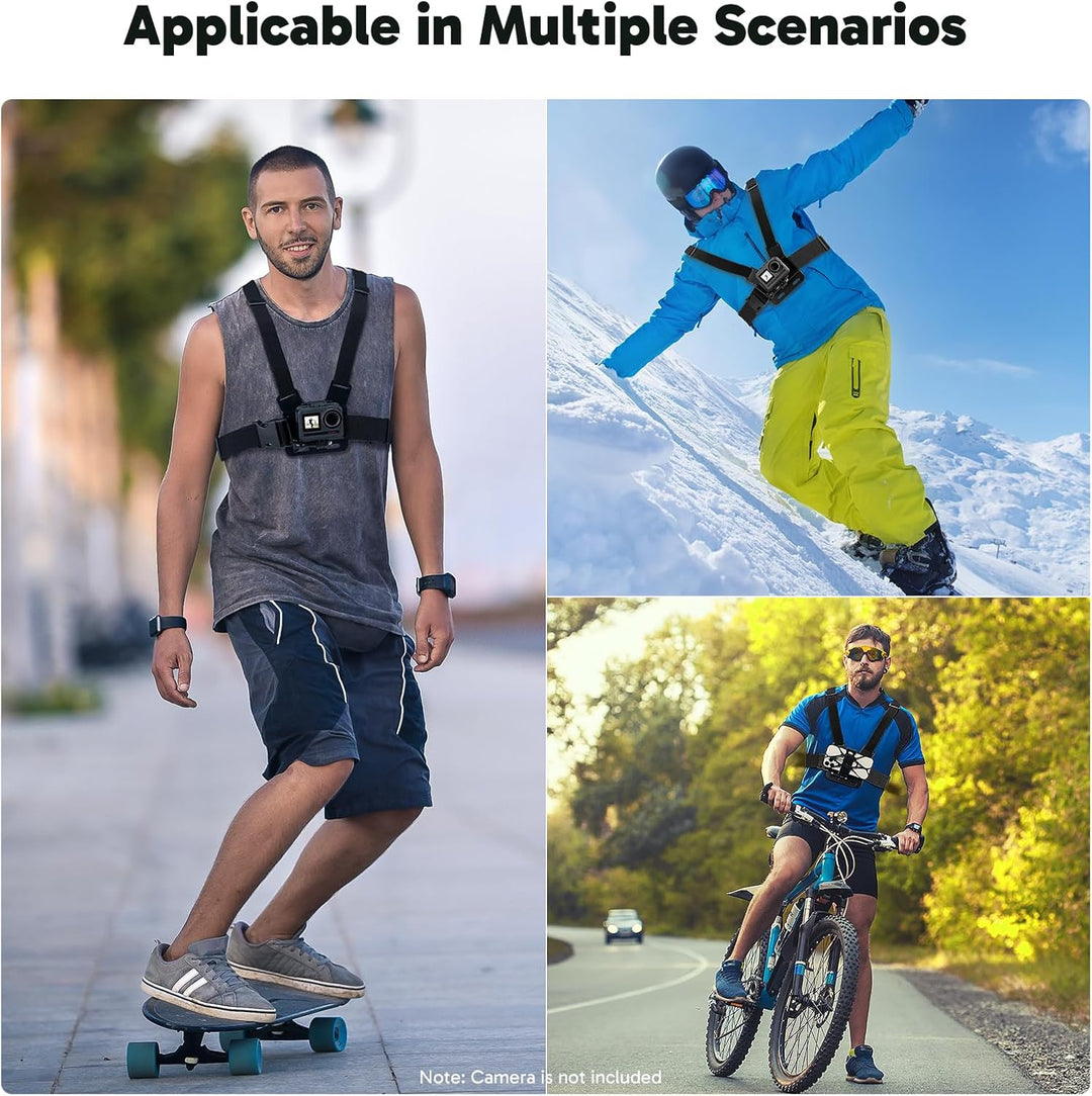AKASO 6 in 1 Action Cam Brustgurt Kit, kompatibel mit EK7000/EK7000 Pro/Brave 4/Brave 4 Pro/Brave 7