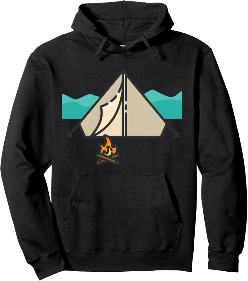 Zelt, Lagerfeuer, perfekter Campingausflug Pullover Hoodie