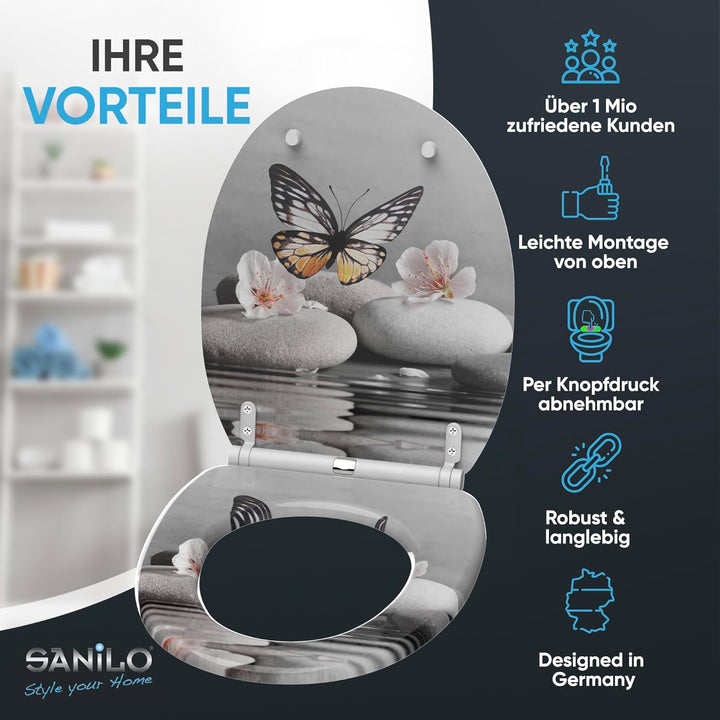 Sanilo WC Sitz mit Absenkautomatik, viele neue Toilettendeckel zur Auswahl, hochwertige Oberfläche,