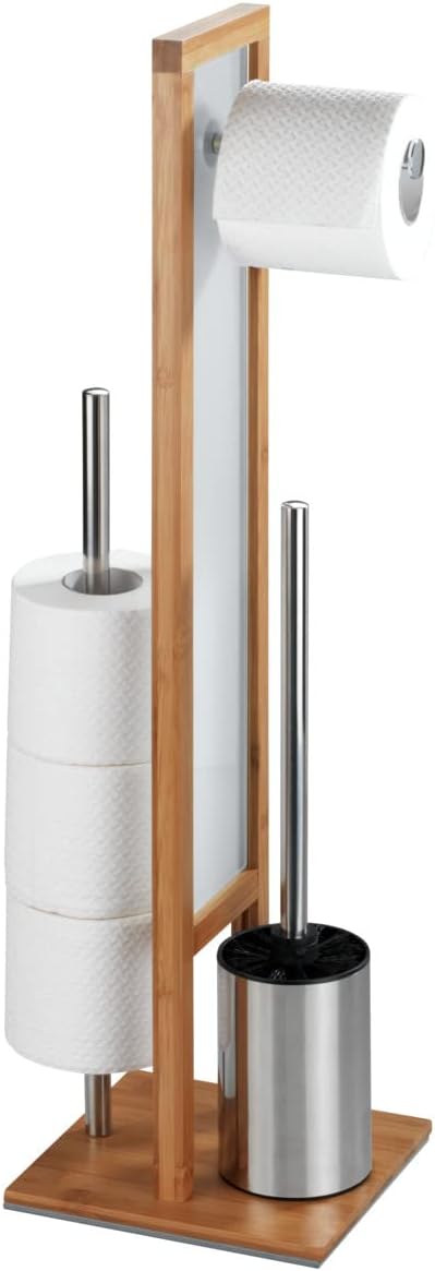 WENKO Stand WC-Garnitur Rivalta, mit integriertem Toilettenpapierhalter und WC-Bürstenhalter, aus ec