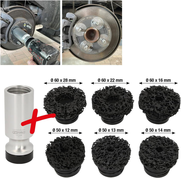 KS Tools 100.5090 Stehbolzen-Radnabenschleifer-Satz, Ø 50/60 mm, 7-TLG