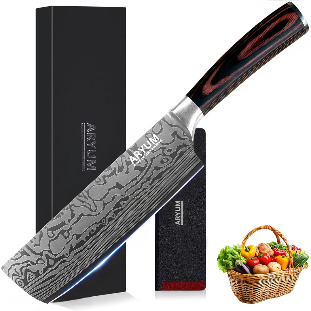 Aryum Premium Nakiri Messer 17 cm, Japanisches Messer, Kochmesser aus Edelstahl, Vielseitiges Hackme