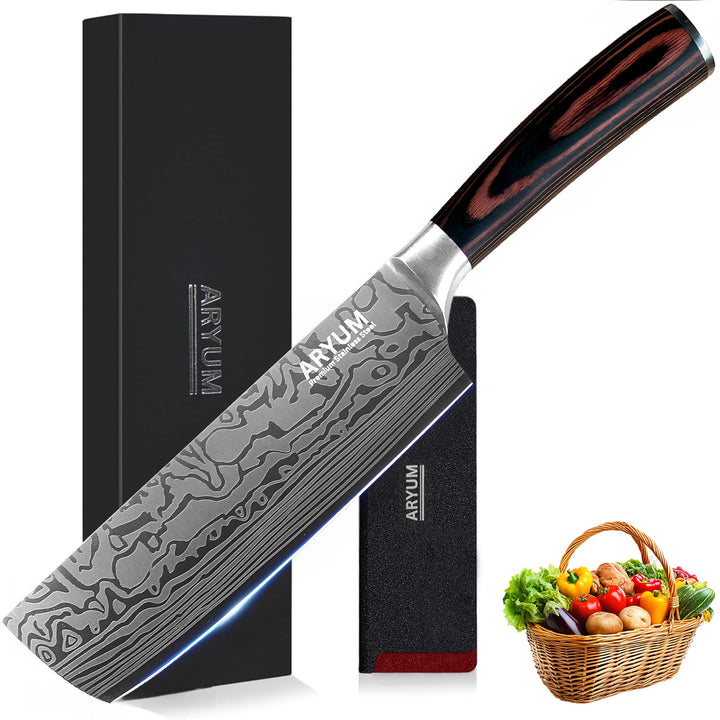 Aryum Premium Nakiri Messer 17 cm, Japanisches Messer, Kochmesser aus Edelstahl, Vielseitiges Hackme