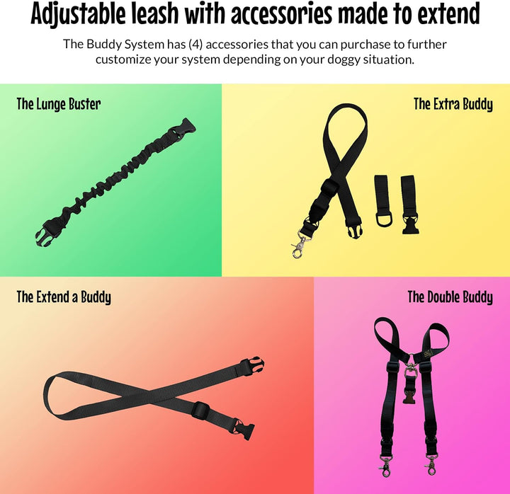 The Buddy System Made in USA Adjustable Hands Free Leash, Great for Running, Regular Dog System, Reg