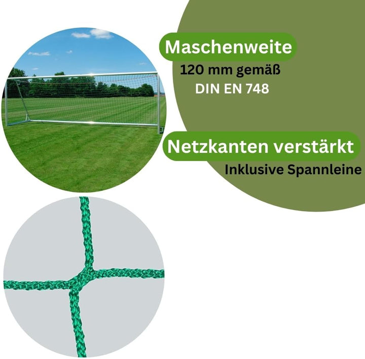 Fussball Tornetz Fussballtornetz 7,50 m x 2,50 m Tiefe Oben 0,80 m unten 1,50 m Fussballnetz einfarb