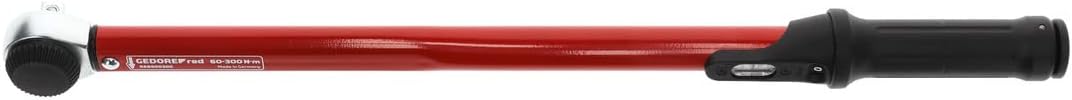 GEDORE red Drehmomentschlüssel für Links- und Rechtsgewinde, 1/2 Zoll, 60-300 Nm, Stahlrohr, Rot/Sch