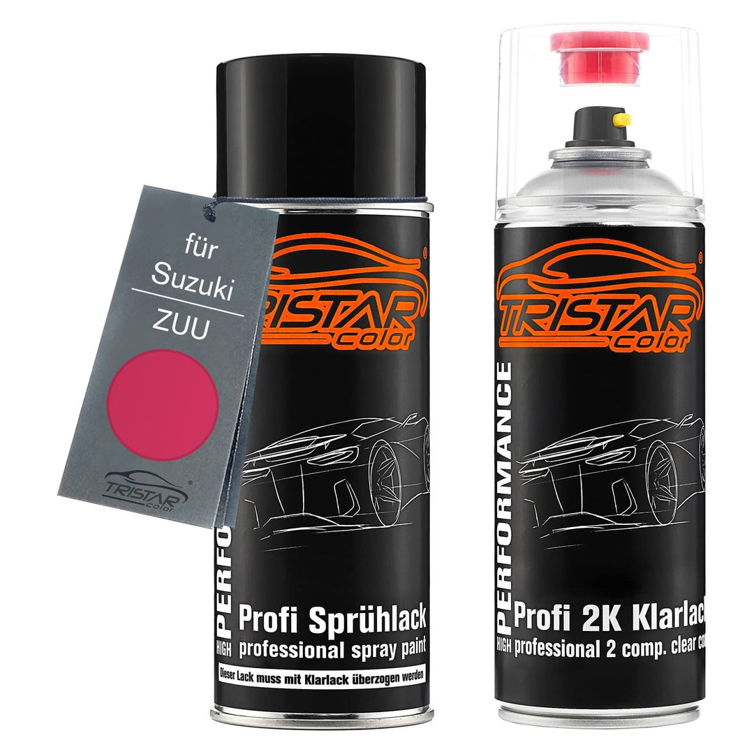 TRISTARcolor Autolack 2K Spraydosen Set für Suzuki ZUU Candy Pink Metallic Basislack 2 Komponenten K