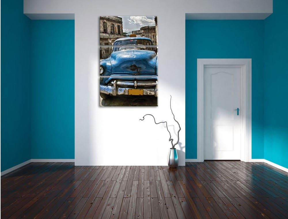 Pixxprint Blaue Schönheit in Cuba 3Teiler 120x80 cm Leinwandbild Wandbild Kunstdruck
