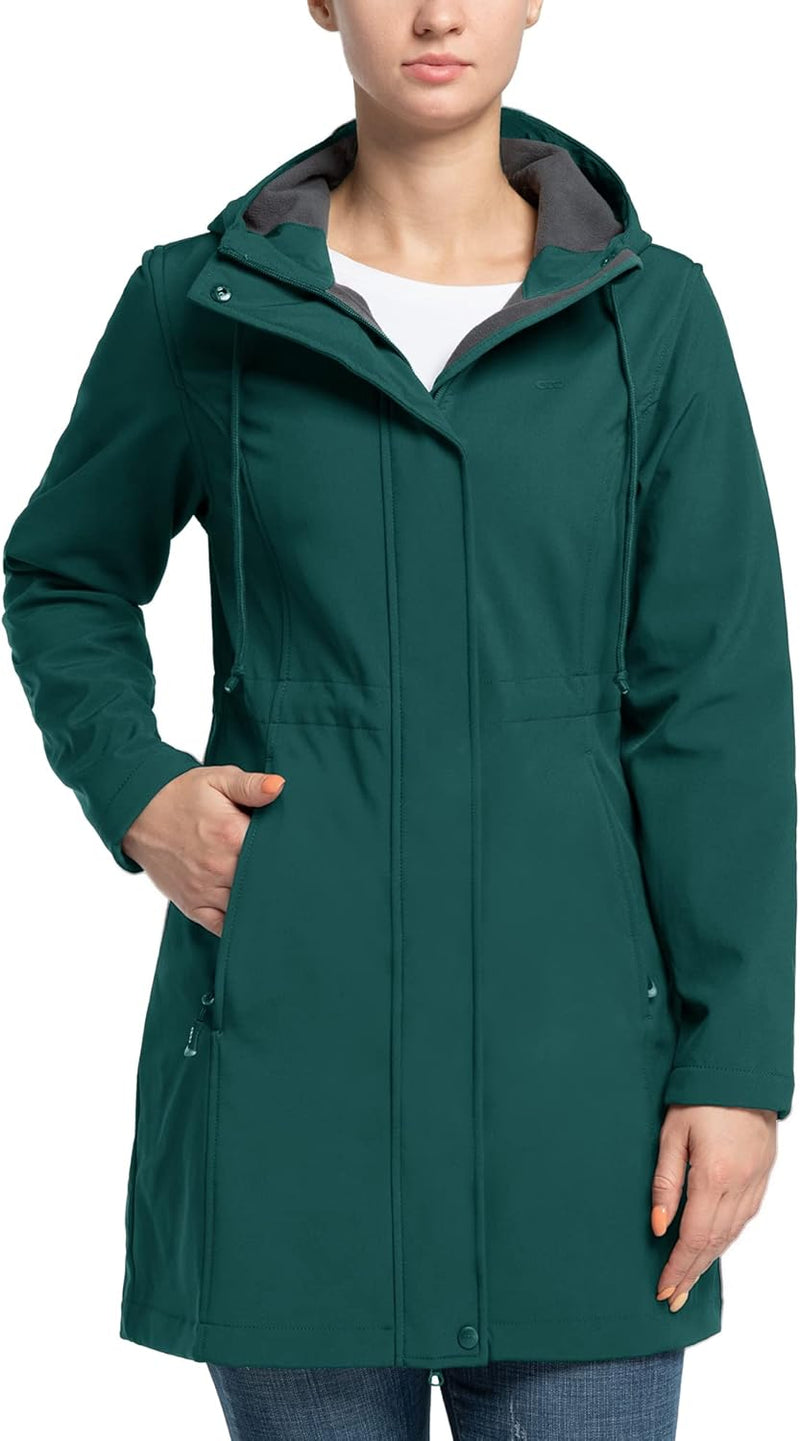 33,000ft Damen Leichte Wasserdichte Softshell Regenjacke Lange Funktionsjacke Übergangsjacke Windjac