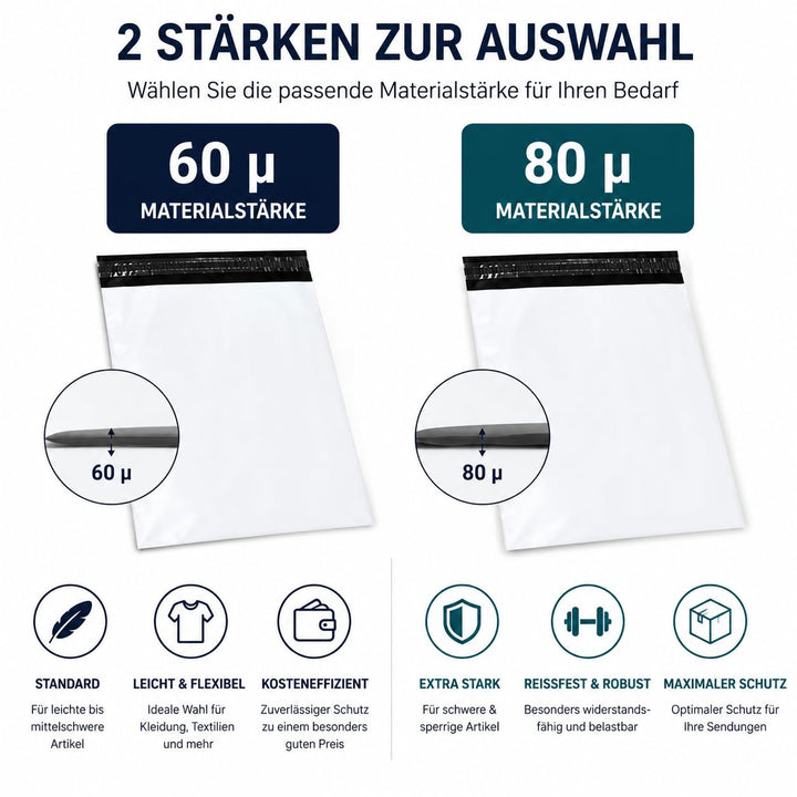 100 Weisse Plastik Versandtüten Versandbeutel Versandtaschen Folienversandtaschen LDPE Coex Folien 2