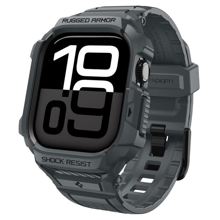 Spigen Rugged Armor Pro 2 Hülle mit Band für Apple Watch 11/10 46mm | TPU-Unibody-Hülle mit Armband,
