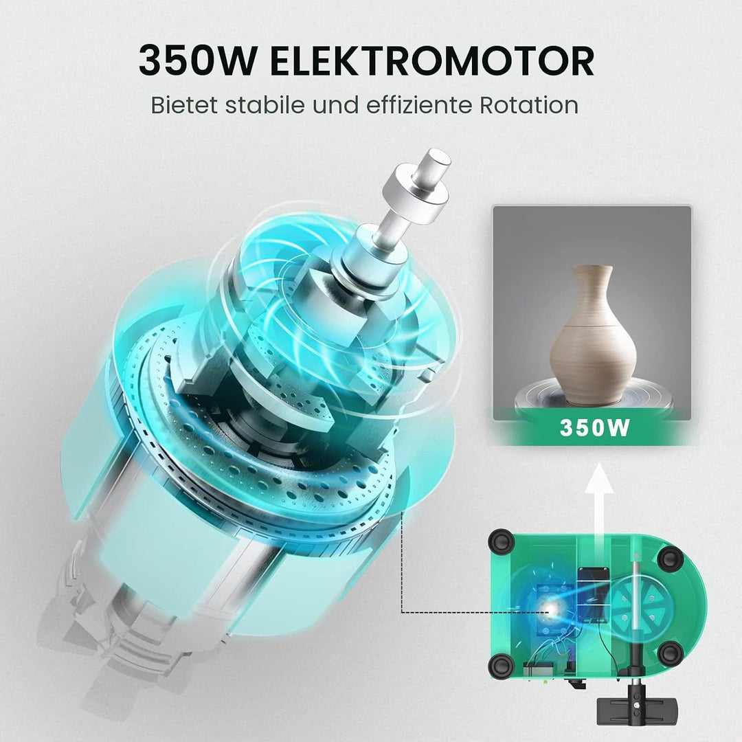 VAYOTOY Elektrische Töpferscheibe Maschine 25CM 350W Keramik Clay Maschine Professionelle Töpfersche