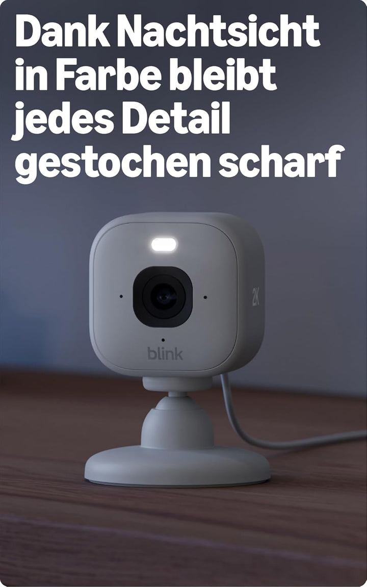 Blink Mini 2K+ (neueste Generation) Überwachungskamera für den Innenbereich | Sicherheitskamera mit
