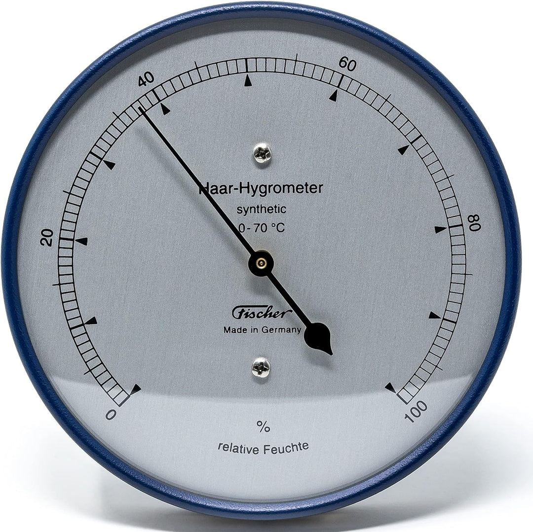 Fischer 122.48 - synthetisches Haar-Hygrometer - 103mm Luftfeuchtigkeitsmesser aus Edelstahl Made in