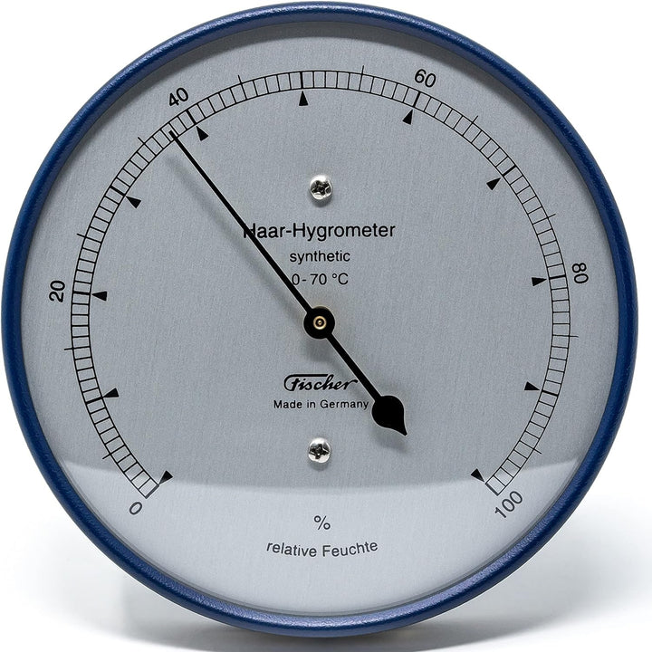 Fischer 122.48 - synthetisches Haar-Hygrometer - 103mm Luftfeuchtigkeitsmesser aus Edelstahl Made in