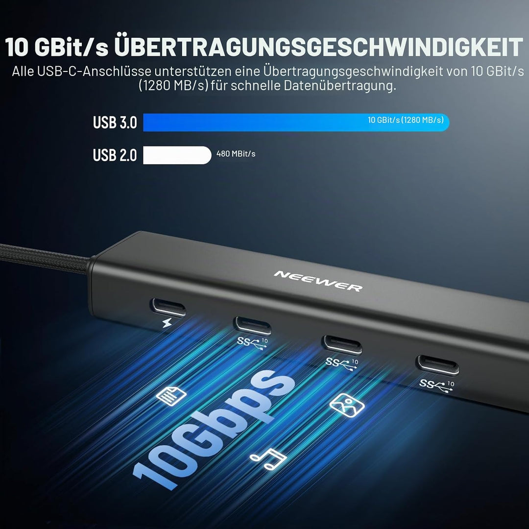 NEEWER USB C Hub Dock mit Cold Shoe Adapter, 4 in 1 Multiport Adapter Dongle mit 3 x USB C Port 3.1