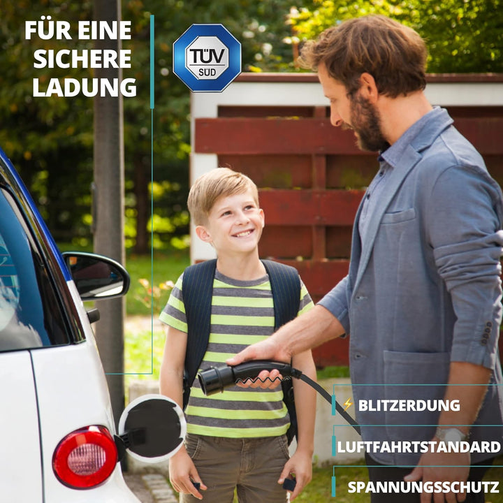 Teison Mobile Wallbox Ladestation für EV Elektroautos mit Automatischer Adaptererkennung - 22kW / 11