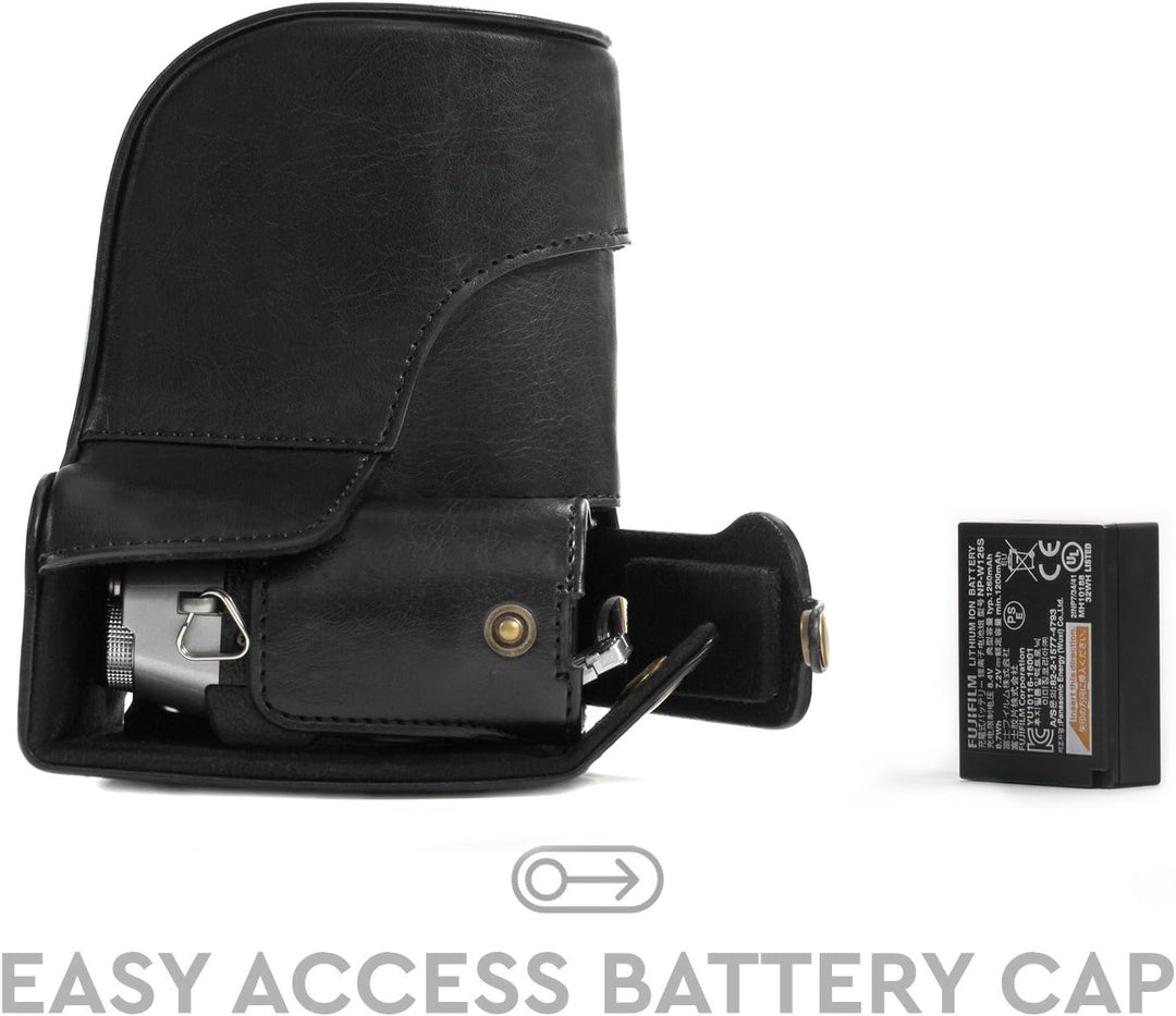 MegaGear MG576 Ever Ready Leder Kameratasche mit Trageriemen kompatibel mit Fujifilm X-T30, X-T20 (1