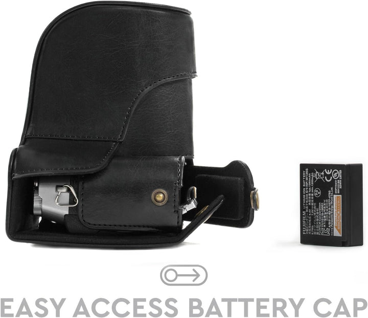 MegaGear MG576 Ever Ready Leder Kameratasche mit Trageriemen kompatibel mit Fujifilm X-T30, X-T20 (1