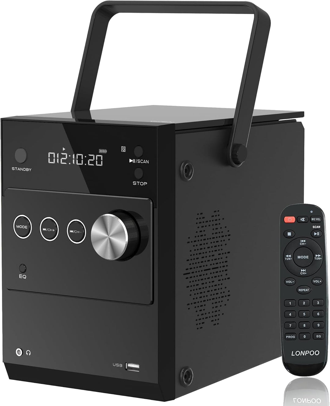 Tragbarer CD-Player Boombox 20W für Draussen, Eingebaute wiederaufladbare Batterie, FM Radio/Bluetoo