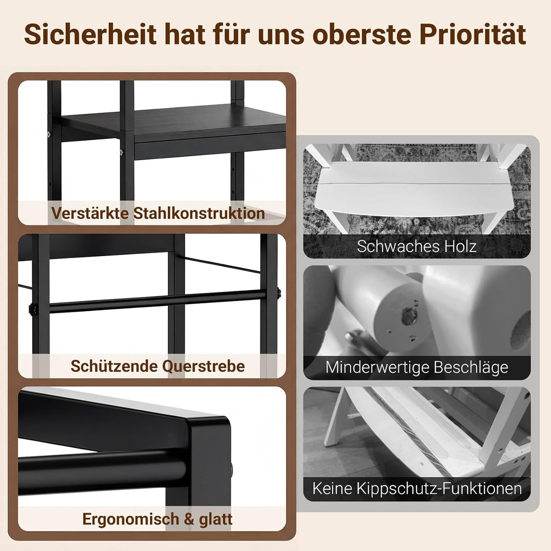 COSYLAND Lernturm ab 1 Jahr Montessori Learning Tower Stahl Stabil, Schwarz | Stabiler Toddler Tower