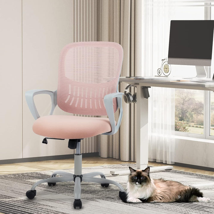 DUMOS Bürostuhl Ergonomisch, Schreibtischstuhl mit Lendenwirbelstütze, Drehstuhl mit Armlehne, Compu