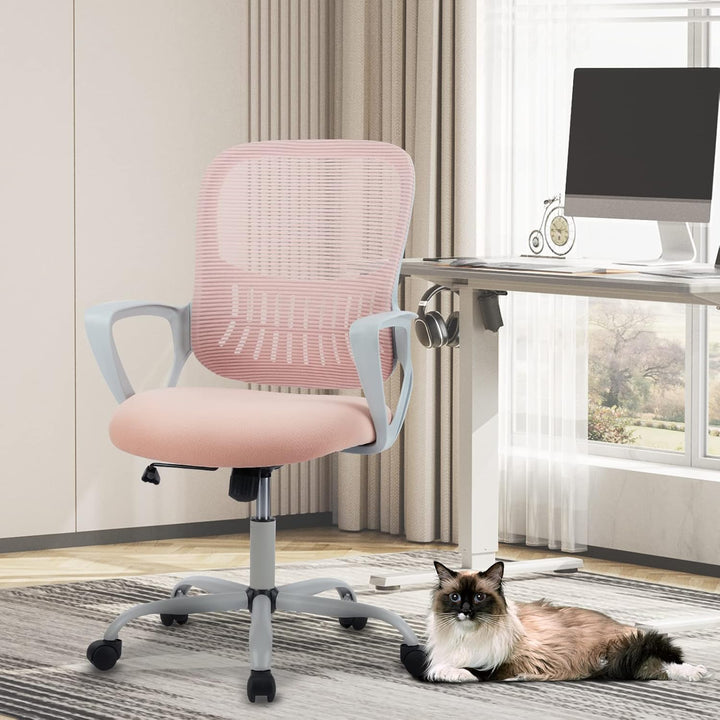 Sweetcrispy Bürostuhl Ergonomisch, Schreibtischstuhl mit Lendenwirbelstütze, Höhenverstellbarkeit St