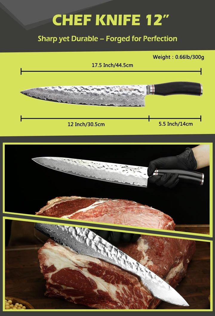 YOUSUNLONG Ebony Damastmesser Kochmesser Large - professionelles Kochmesser mit VG10 Damastklinge 30