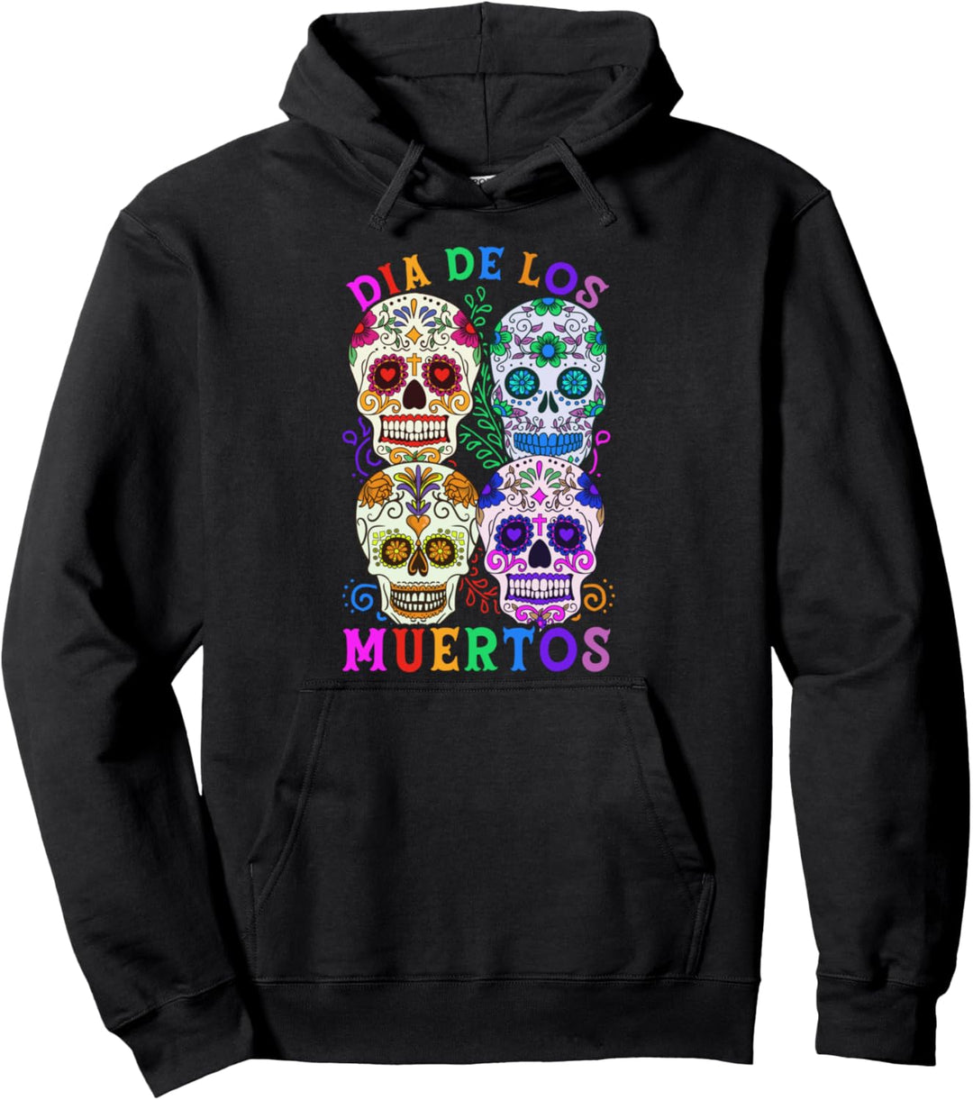 Dia De Los Muertos Flowery Skull Pullover Hoodie