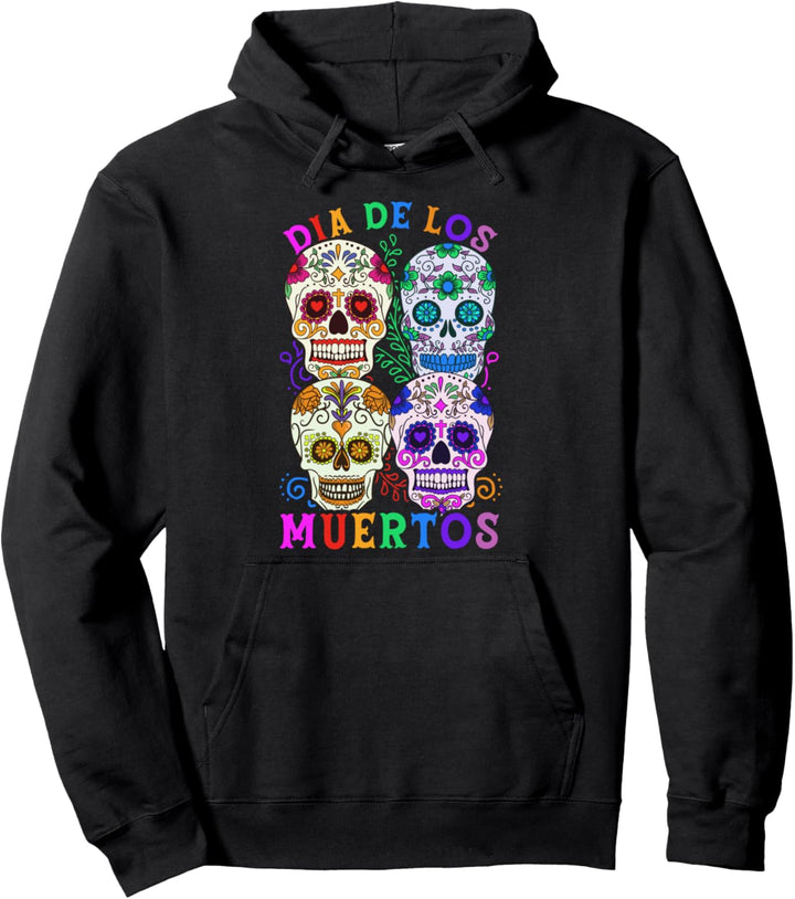 Dia De Los Muertos Flowery Skull Pullover Hoodie