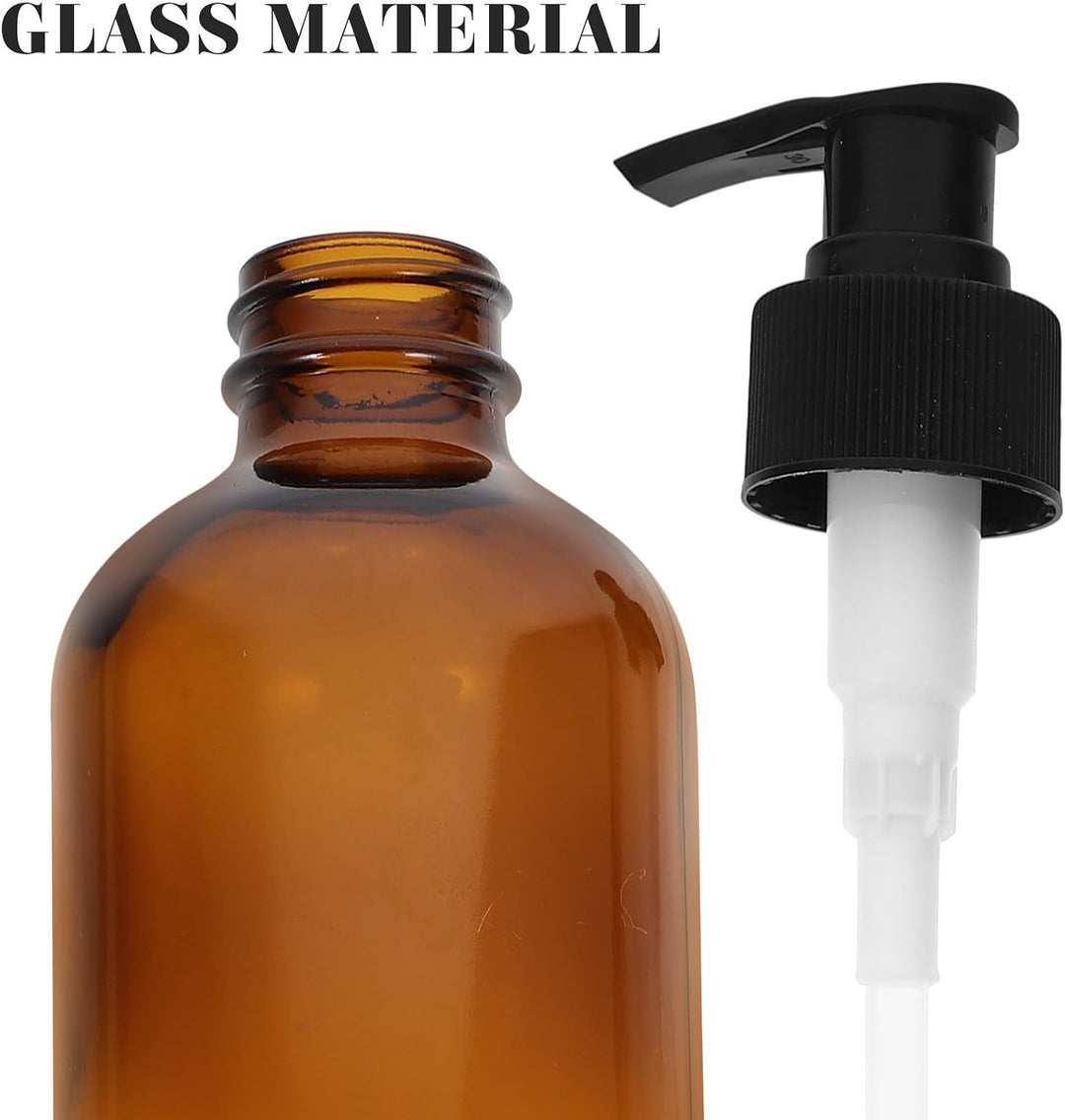 4 Stück 250ml Glas Duschgelflaschen mit Pumpverschluss