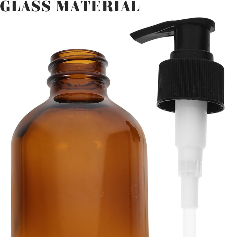 4 Stück 250ml Glas Duschgelflaschen mit Pumpverschluss